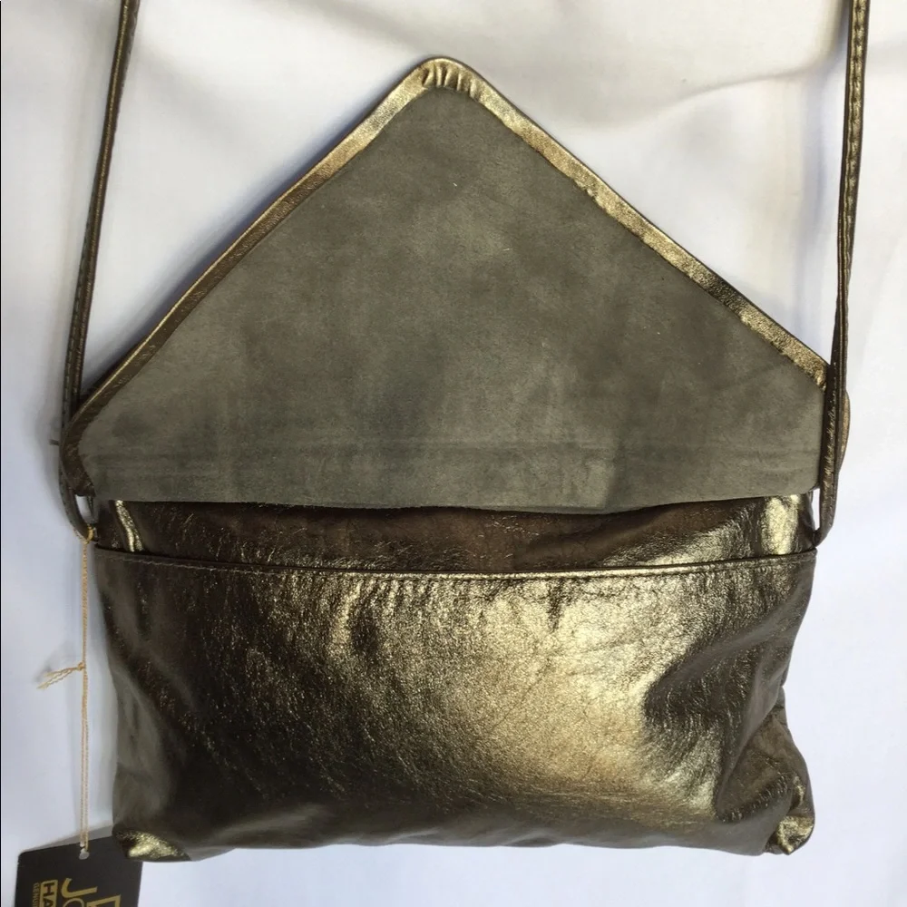NWT leather envelope bag black or pewter 408